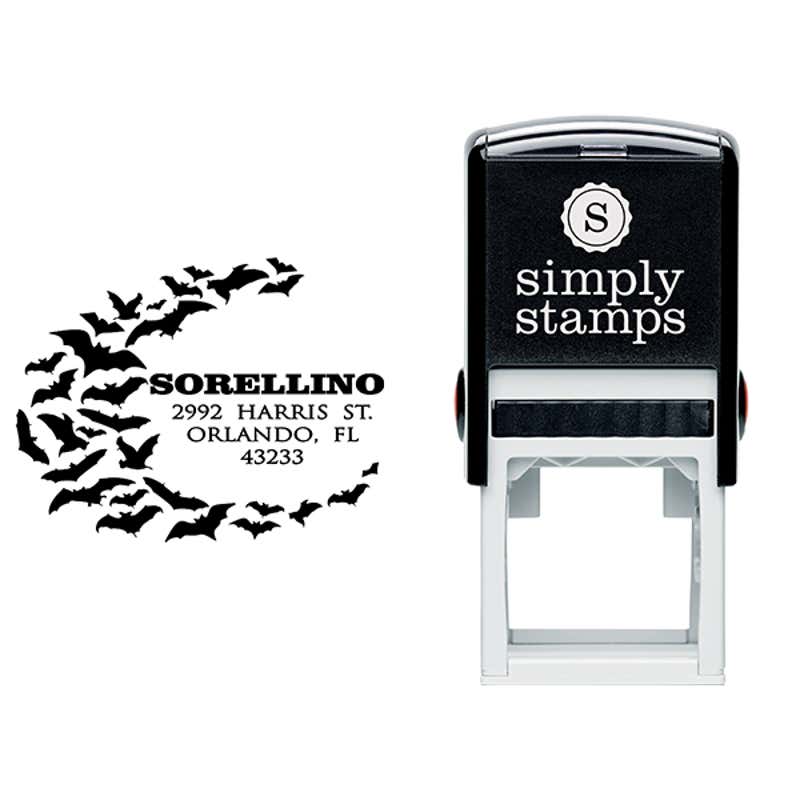Flying Bats Return Address Stamp Body and Design