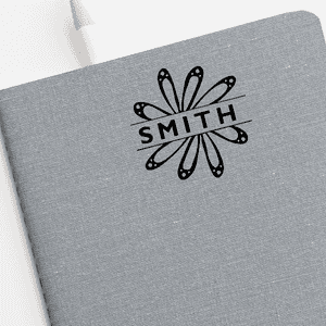 Petals Monogram Stamp Imprint Example