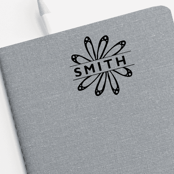 Petals Monogram Stamp Imprint Example