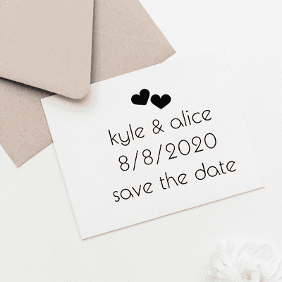 Twin Hearts Save the Date Stamp - alternate view