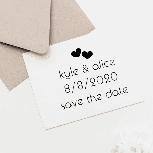 Save the Date Twin Hearts Stamp Imprint Example