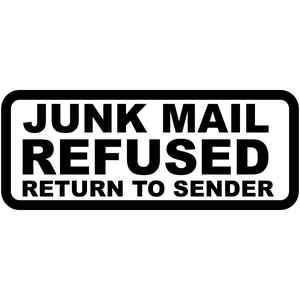 Junk Mail Refused Stamp Imprint Example