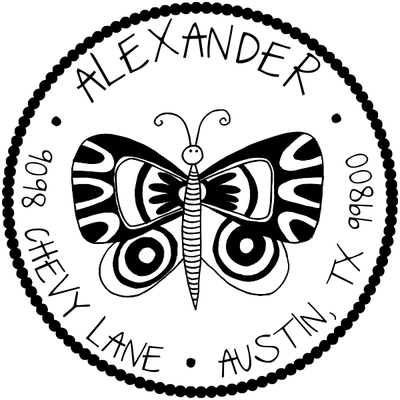 Butterfly Round Address Stamp