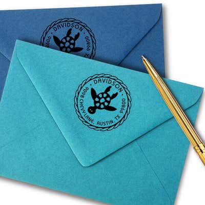Round Turtle Address Stamp - alternate view