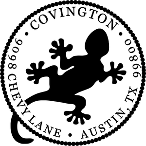 Gecko return address rubber stamp