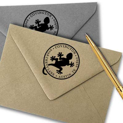 Round Gecko Address Stamp - alternate view
