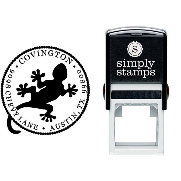 Round Gecko Address Stamp Body and Design
