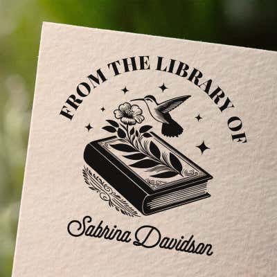 Hummingbird Custom Book Stamp - alternate view