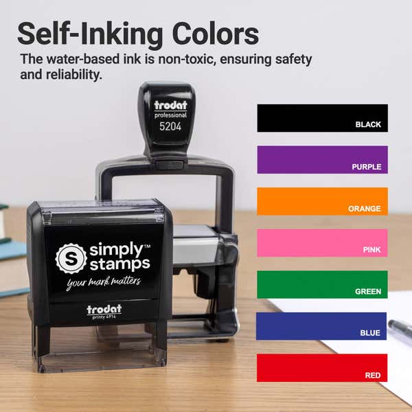 Chart of available self-inking ink colors for the Self-Inking Logo Address Stamp