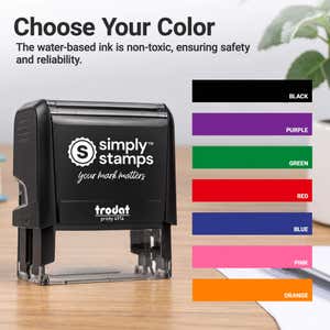 Self-inking ink color options for the Parsons Classic Return Address Stamp