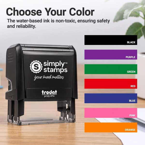 Self-inking ink color options for the Parsons Classic Return Address Stamp