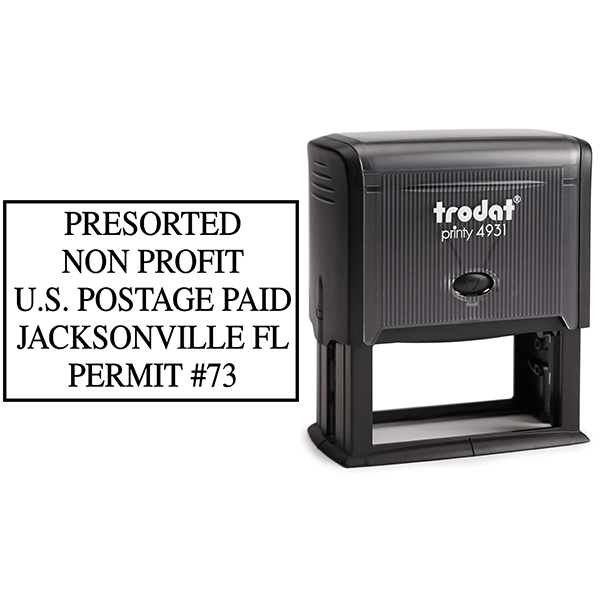 Pre-Sorted Non-Profit Postage Paid Permit Stamp Body and Design