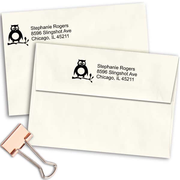 Cute Owl Address Stamp Imprint Example