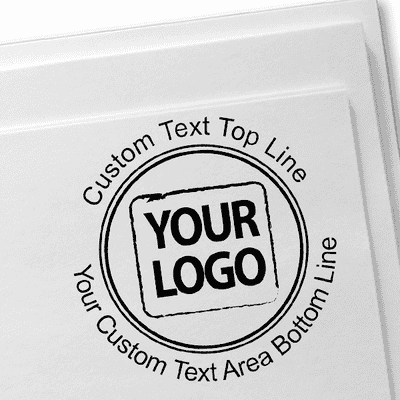 Custom Text Round Logo Hand Stamp  - alternate view