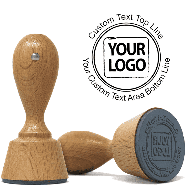 Custom Text Round Logo Hand Stamp