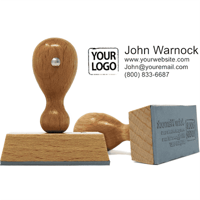 Logo Hand Stamp With Custom Text w/ Catalog Ink