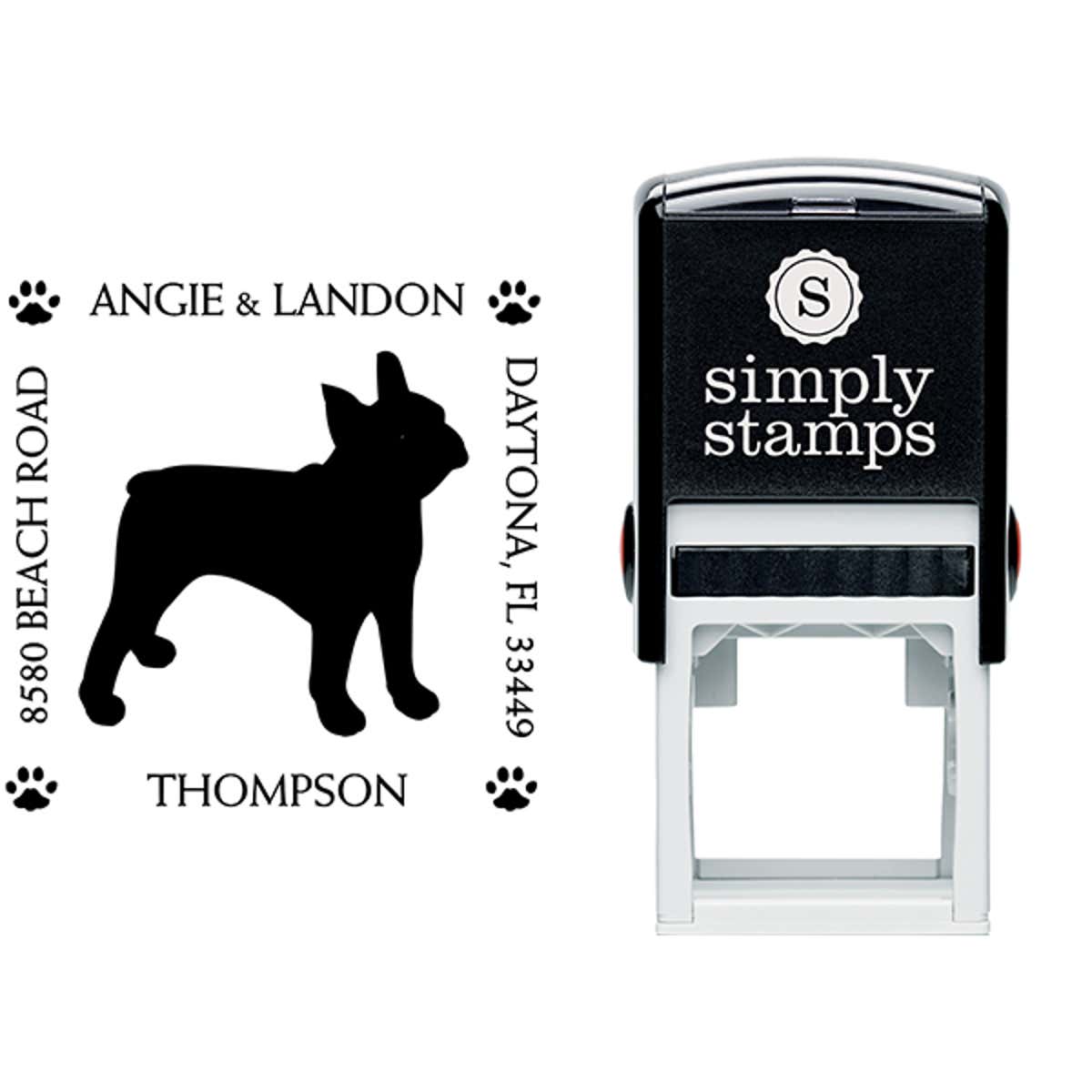 Boston Terrier Pet Lover Dog Return Address Stamp Body and Design