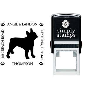 Boston Terrier Pet Lover Dog Return Address Stamp Body and Design