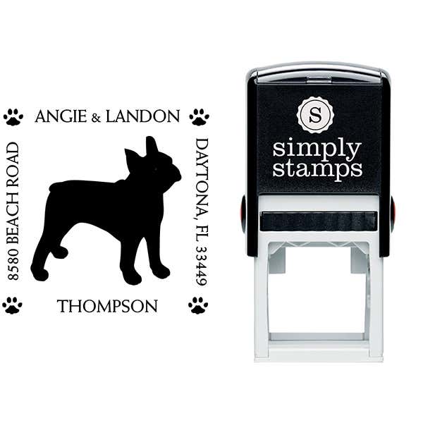 Boston Terrier Pet Lover Dog Return Address Stamp Body and Design