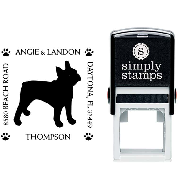 Boston Terrier Pet Lover Dog Return Address Stamp Body and Design