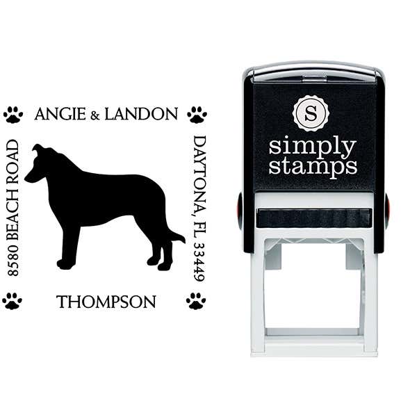 Border Collie Pet Lover Dog Address Stamp Body and Design