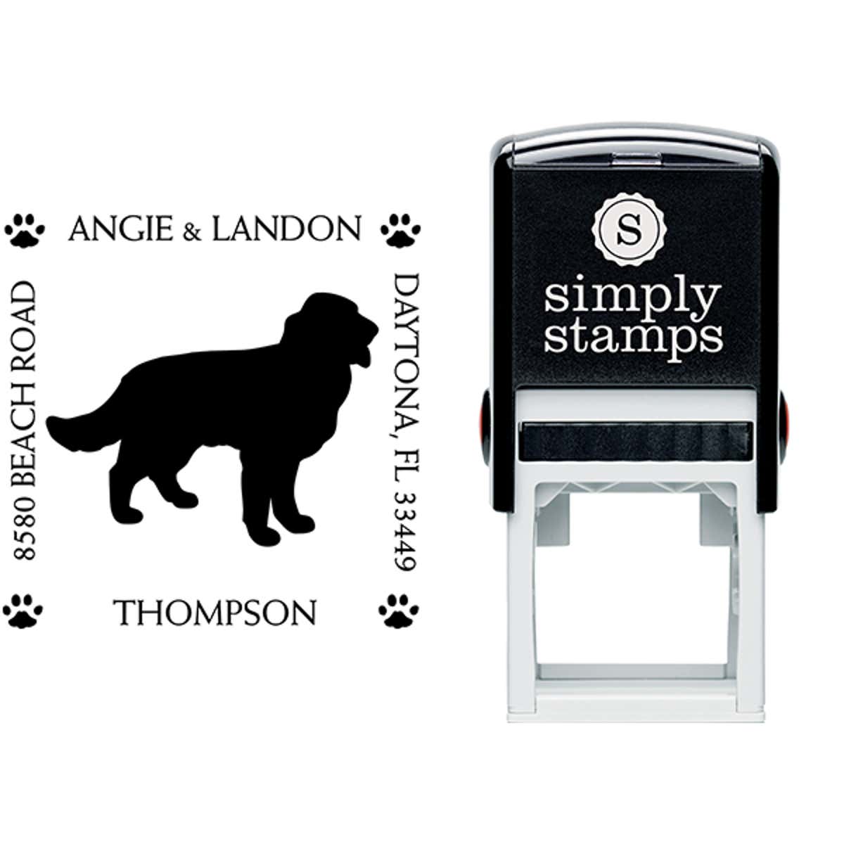 Golden Retriever Pet Lover Dog Return Address Stamp Body and Design