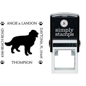 Golden Retriever Pet Lover Dog Return Address Stamp Body and Design