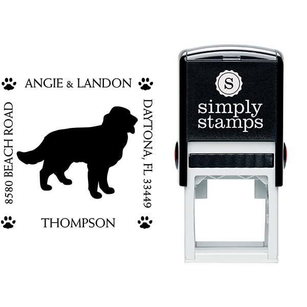 Golden Retriever Pet Lover Dog Return Address Stamp Body and Design