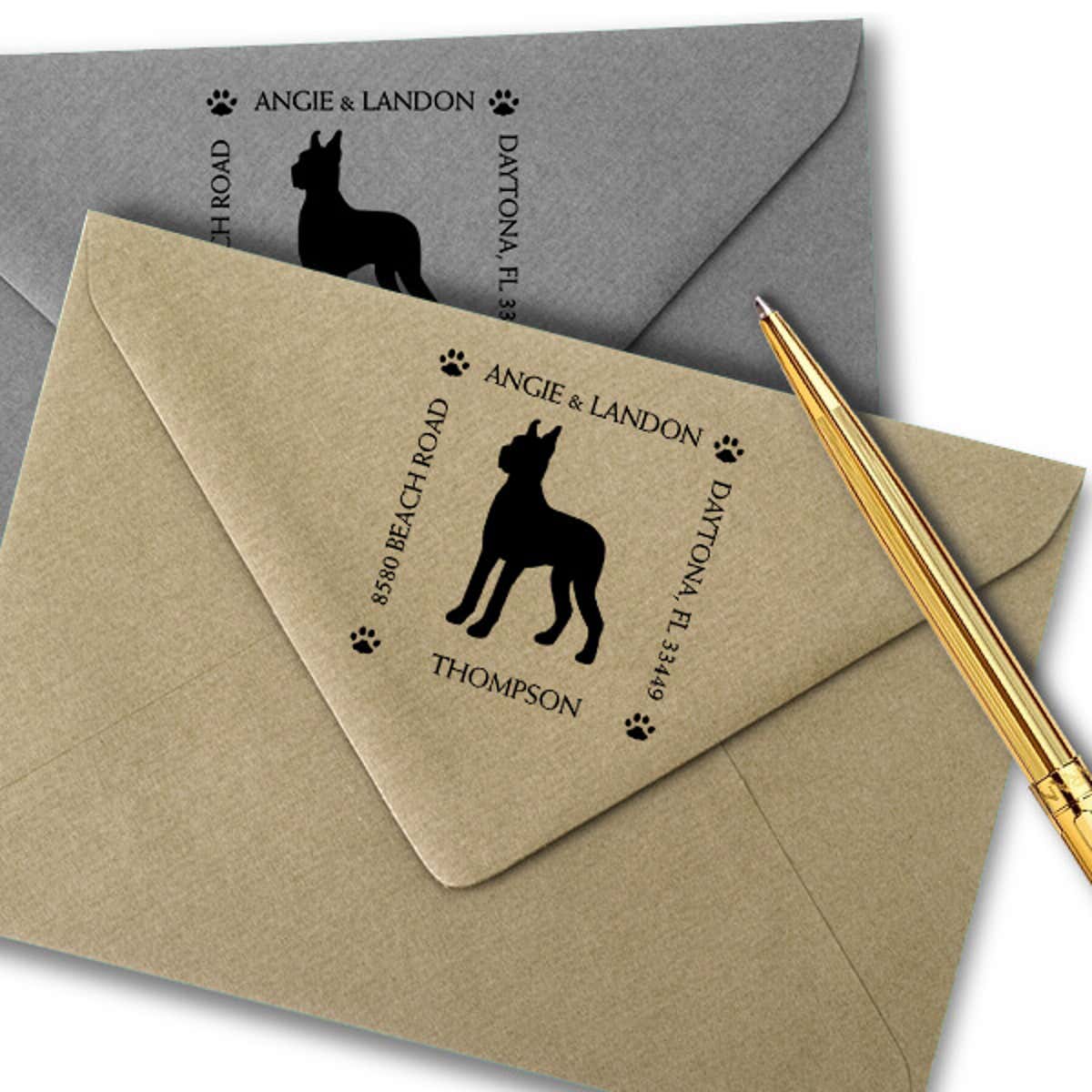 Great Dane Pet Lover Dog Address Stamp Imprint Example