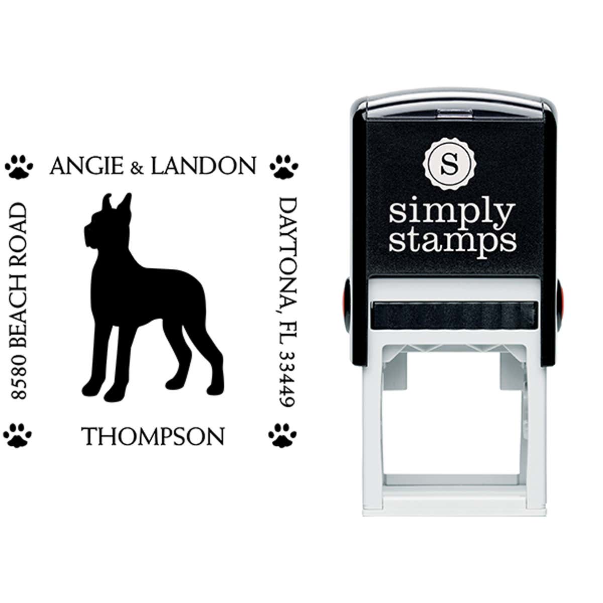 Great Dane Pet Lover Dog Address Stamp Body and Design