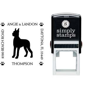 Great Dane Pet Lover Dog Address Stamp Body and Design