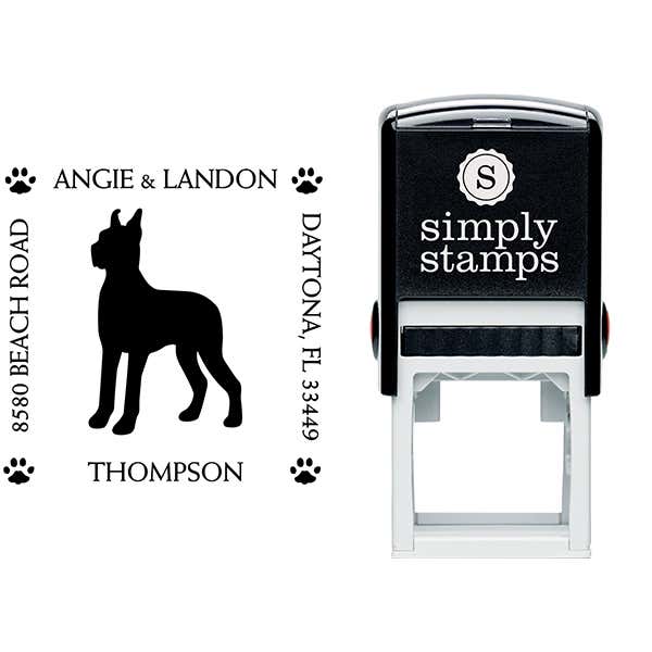 Great Dane Pet Lover Dog Address Stamp Body and Design