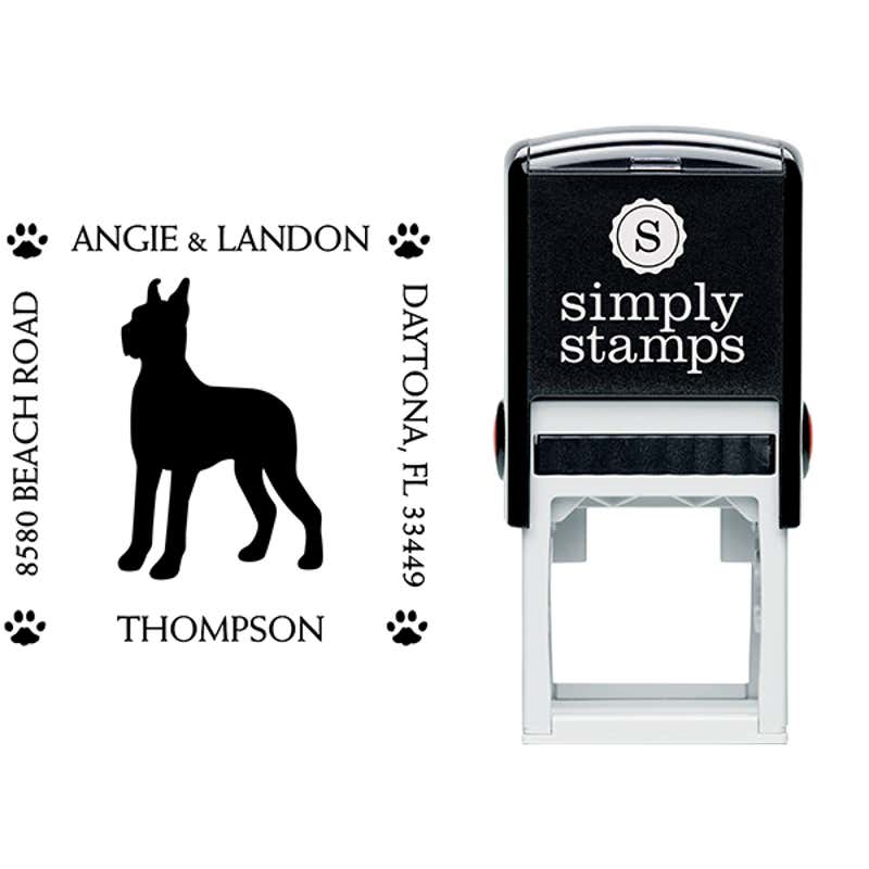 Great Dane Pet Lover Dog Address Stamp Body and Design