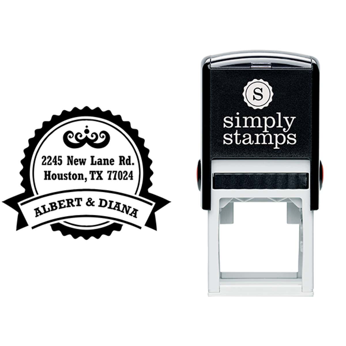 Diana Round Return Address Stamp Body and Design