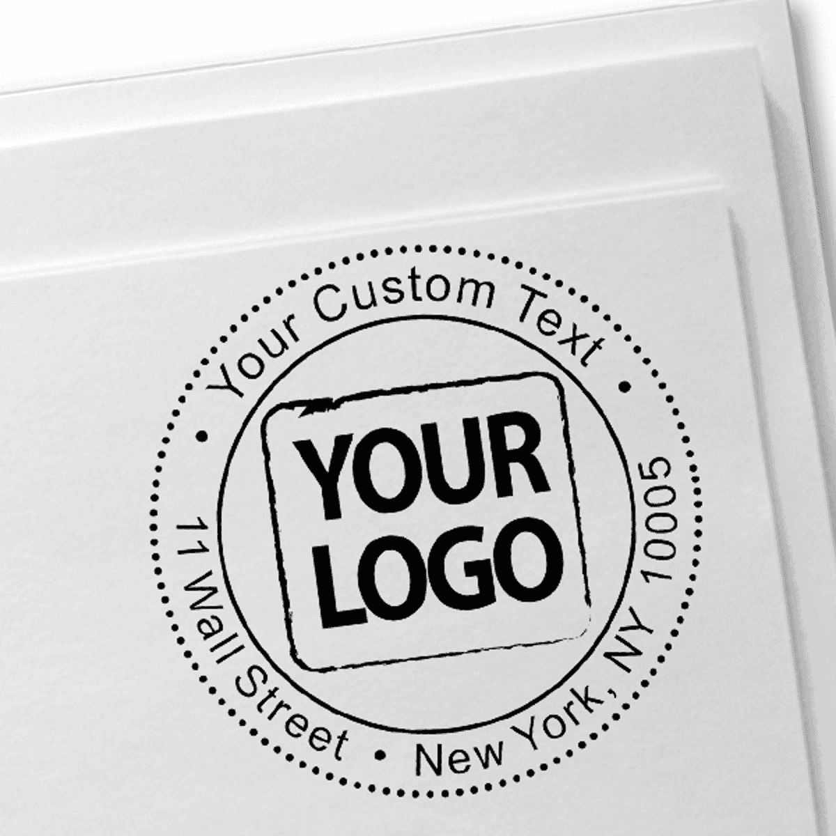 Sample impression of custom round logo