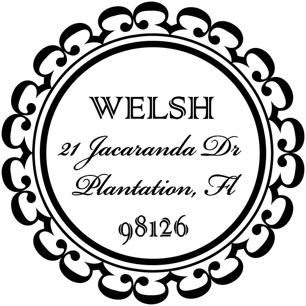 round lace border return address stamp
