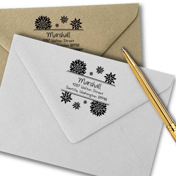 Walton Flower Address Stamp Imprint Example