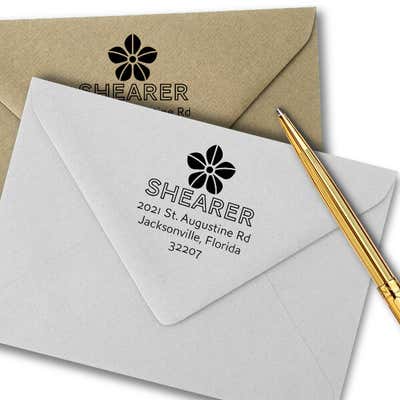 Manning Flower Square Address Stamp - alternate view
