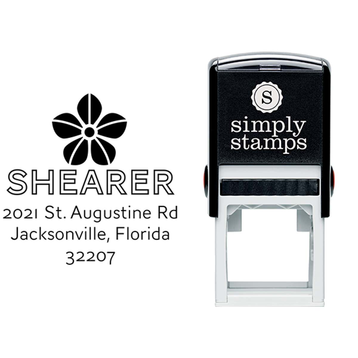 Manning Flower Square Address Stamp Body and Design