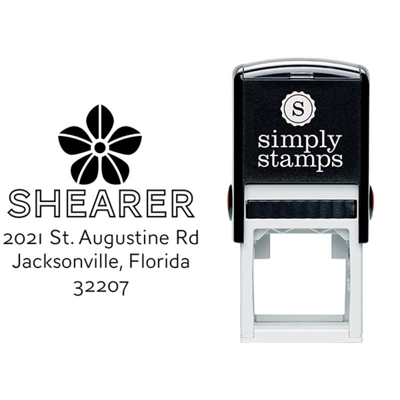 Manning Flower Square Address Stamp Body and Design