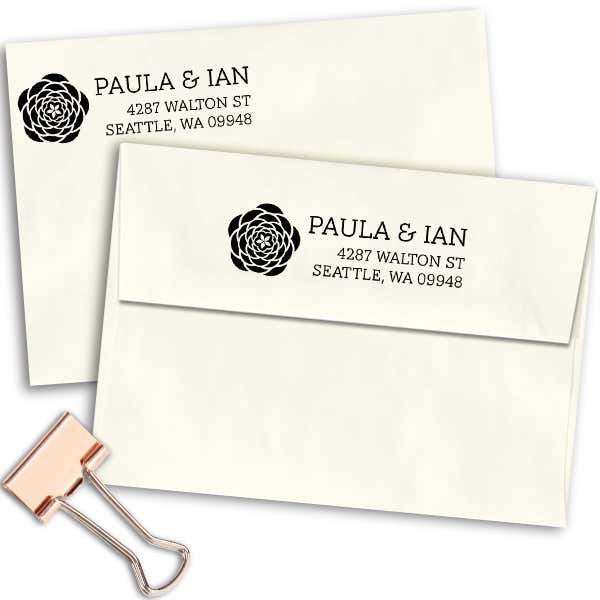 Walton Open Flower Address Stamp Imprint Example