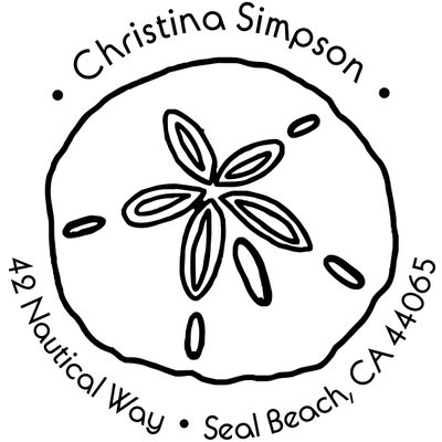 Nautical Sand Dollar Round Address Stamper