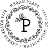 Butterfly monogram address rubber stamp