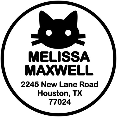 Maxwell Kitten Round Address Stamp