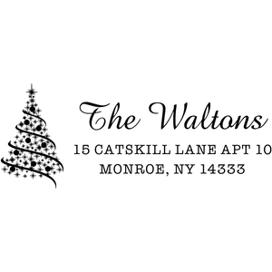 holiday tree address stamp