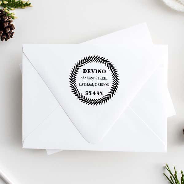 Devino Fern Round Address Stamp Imprint Example