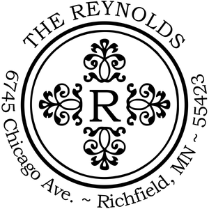Fancy Monogram Round Address Stamper