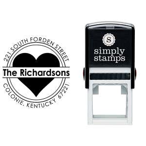 Bold Heart Double Outlined Return Address Stamp Body and Design