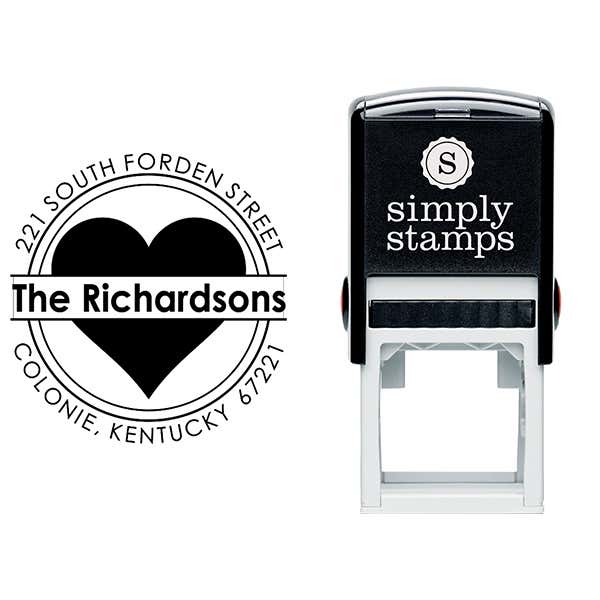 Bold Heart Double Outlined Return Address Stamp Body and Design