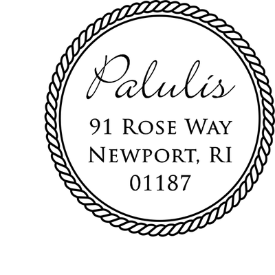 Cursive Last Name Rope Border Address Stamp